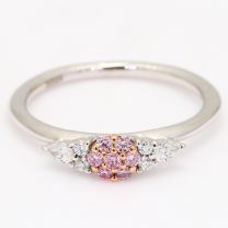 Bellissima Argyle pink and white round and pear-cut diamond floral cluster ring