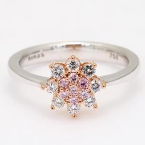 Precious Argyle pink diamond flower cluster halo ring