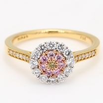 Fiore green and Argyle pink diamond halo ring