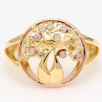 Rainbow Tree Of Life Argyle pink and rainbow diamond boab ring