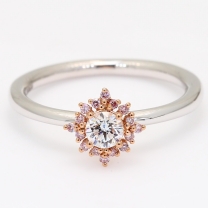 Ixora Argyle pink and white diamond halo ring