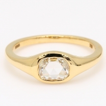 Bouquet cushion rose cut white diamond ring