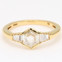 Gallica hexagon baguette and rose cut white diamond ring