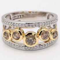 Pathway champagne and white diamond dress ring