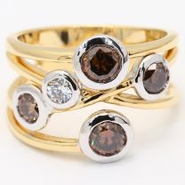 Champagne Bubbles champagne and white diamond dress ring