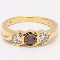 Selena champagne and white diamond three-stone ring