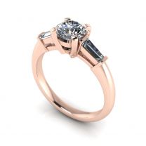 Pompadour three stone diamond engagement ring