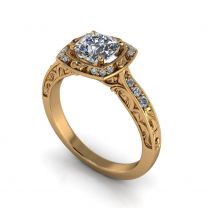 Hyacinth vintage inspired halo diamond engagement ring