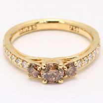 Paragon Three Stone Champagne Diamond Engagement Ring