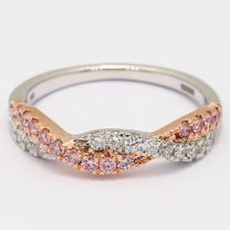 Rome White and Argyle Pink Diamond Woven Ring