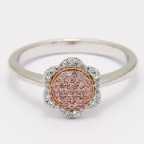 Rosetta White and Argyle Pink Diamond Floral Cluster Halo Ring