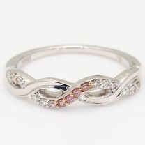 Florence white and Argyle pink diamond woven ring