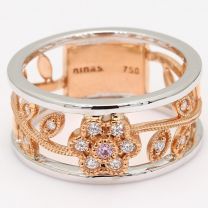 Rowan Argyle pink and white diamond filigree dress ring