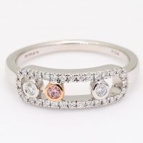 Cylindria Argyle pink and white diamond ring