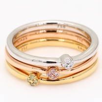 Heron Argyle pink green and white diamond three-ring stack