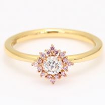 Ixora Argyle pink and white diamond halo ring