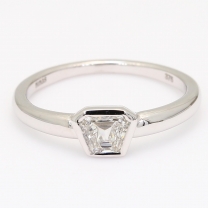 Idyllic trapezoid rose cut white diamond ring