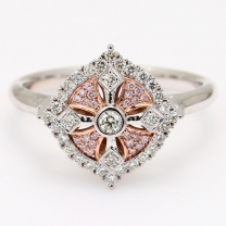 Marietta Argyle pink and white diamond cross ring