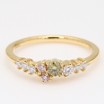 Spectra green and Argyle pink diamond cluster ring