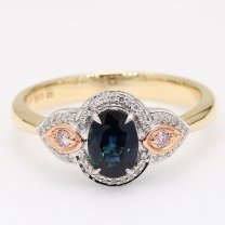 Twilight oval and round-cut Argyle pink diamond and oval-cut Ceylon Sapphire ring