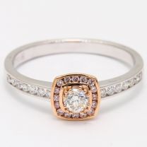 Calla Argyle Pink and White Diamond Square Halo Engagement Ring