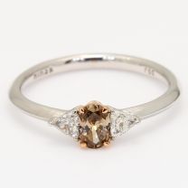 Morrison oval and trilliant cut champagne and white diamond ring