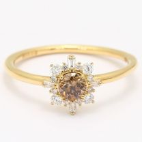 Glory champagne and white diamond halo engagement ring