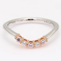 Convex white and Argyle pink diamond wedding ring