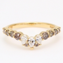 Zenith champagne and white diamond curve ring