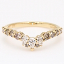 Zenith champagne and white diamond curve ring