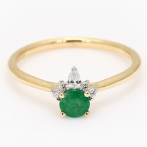 Juniper emerald and white diamond halo ring
