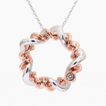 Lei white diamond circle swirl necklace