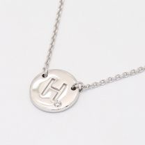 Signature White Diamond H Initial Necklace