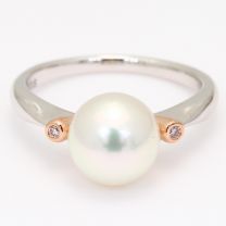 Frost white South Sea pearl and Argyle pink diamond ring