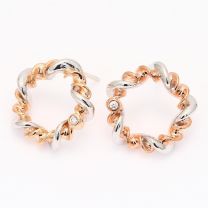 Lei white diamond circle swirl stud earrings