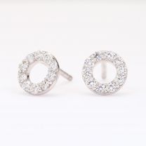 NXT Flight white diamond circle stud earrings