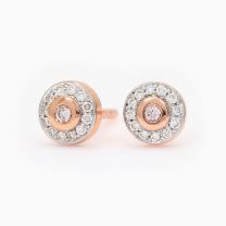Primrose Pink Diamond Halo Stud Earrings