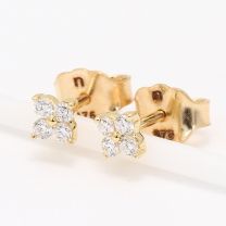 Flora White Diamond Flower Stud Earrings