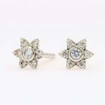 Twinkle white diamond halo stud earrings