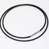 50cm Stainless Steel Black Neoprene Necklace