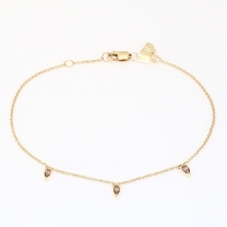 Cardinal three-stone pear-cut champagne diamond bracelet