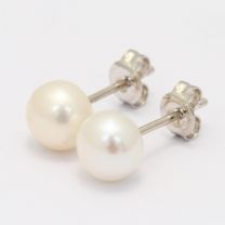 Charisma white fresh water pearl stud earrings