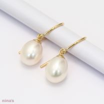 Lex white fresh water pearl drop hook earrings