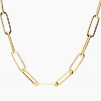 Influence 50cm 9 karat yellow gold paperclip chain necklace