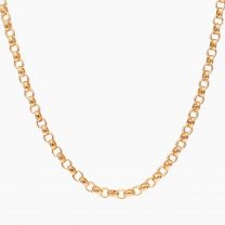 45cm 9 karat yellow gold diamond cut half flat round wire link chain