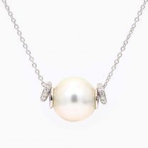 Carrie white South Sea pearl and white diamond necklace