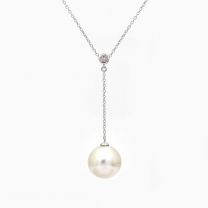 Kailani white South Sea pearl and white diamond lariat drop necklace