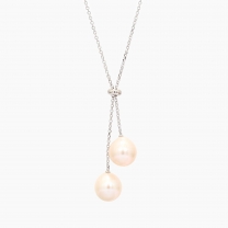 Snow white pearl lariat drop necklace