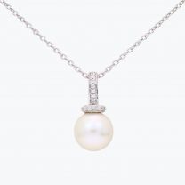 NXT Bonaire white fresh water pearl and white diamond necklace