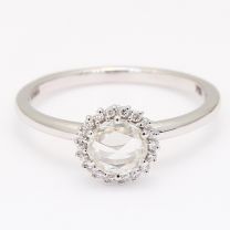 Gardena round rose cut white diamond ring